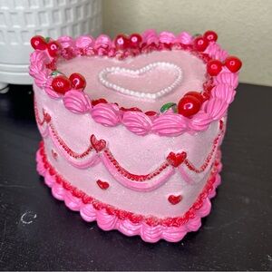 NEW Pink and Red Hearts Valentines Day Cake Decoration